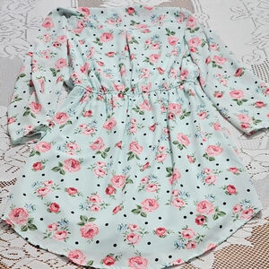 Cloud & Sky Floral Midi Dress - Blue and Pink